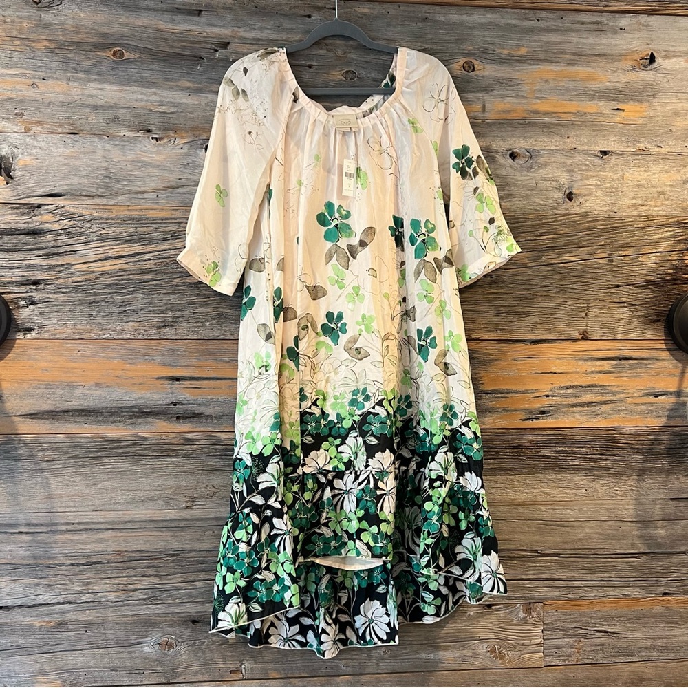 Anthropologie VanessaVirginia 100% Silk Floral dress with slip. NWT.